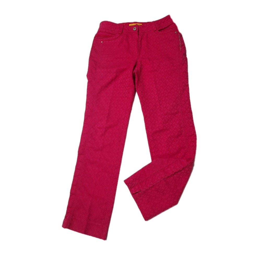 Louis Castel Women's Pants Size 64 Hot Pink Logo Print Straight Leg Golf‎ Casual